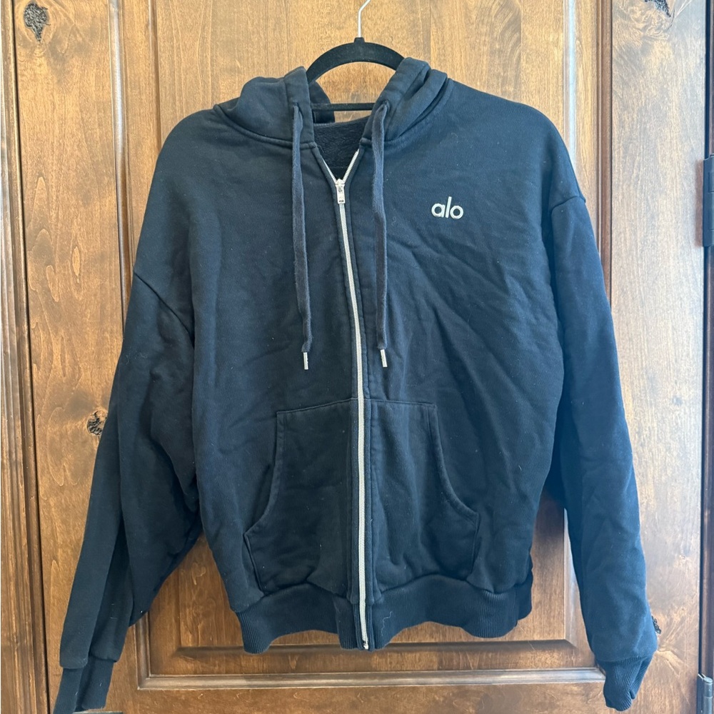 ALO Yoga Men's Black Zip-Up Sweater